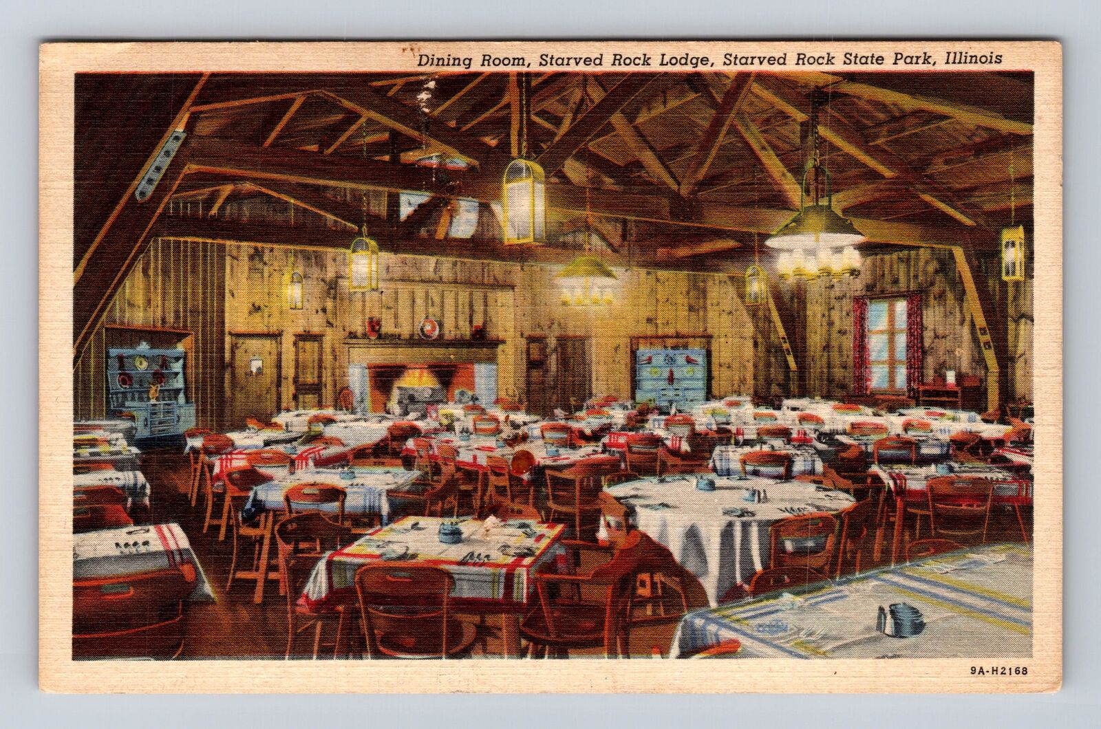 Starved Rock State Park IL-Illinois Dining, Starved Rock Lodge, Vintage Postcard