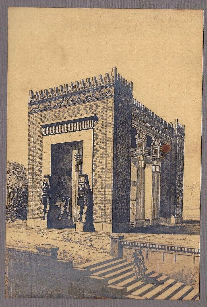 PERSEPOLIS Restoration of the Porch of Xerxes mounted 1800s photo