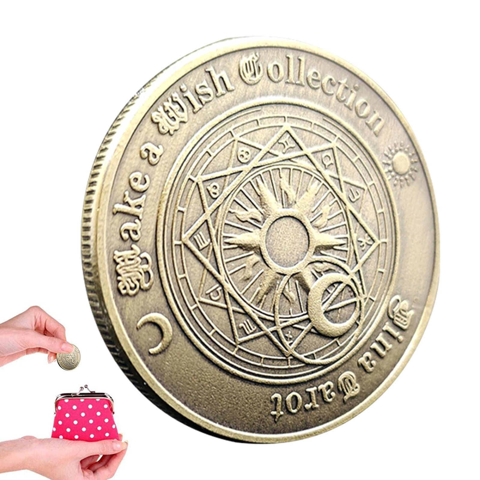 Tarot Coins Sun Moon Constellation Challenge Foreign Currency FFinger Turn Coins