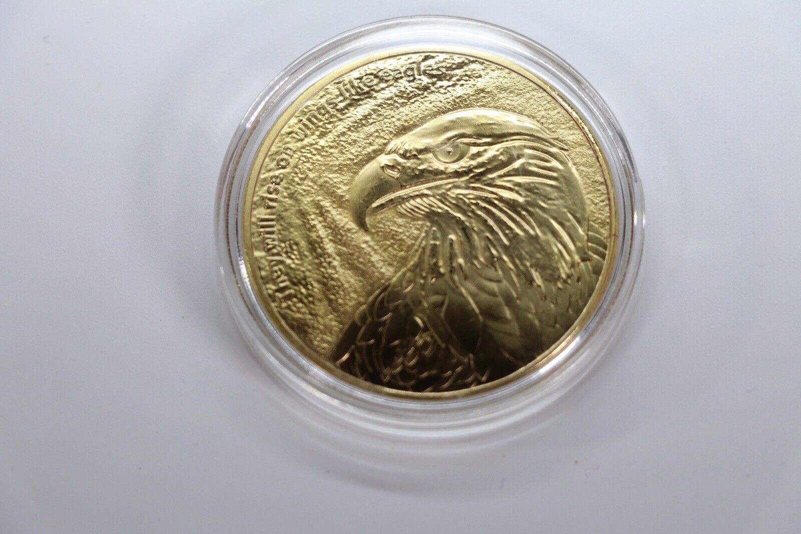 Christian eagle coin challenge gold plated American Bald Eagle Isaiah 40:31