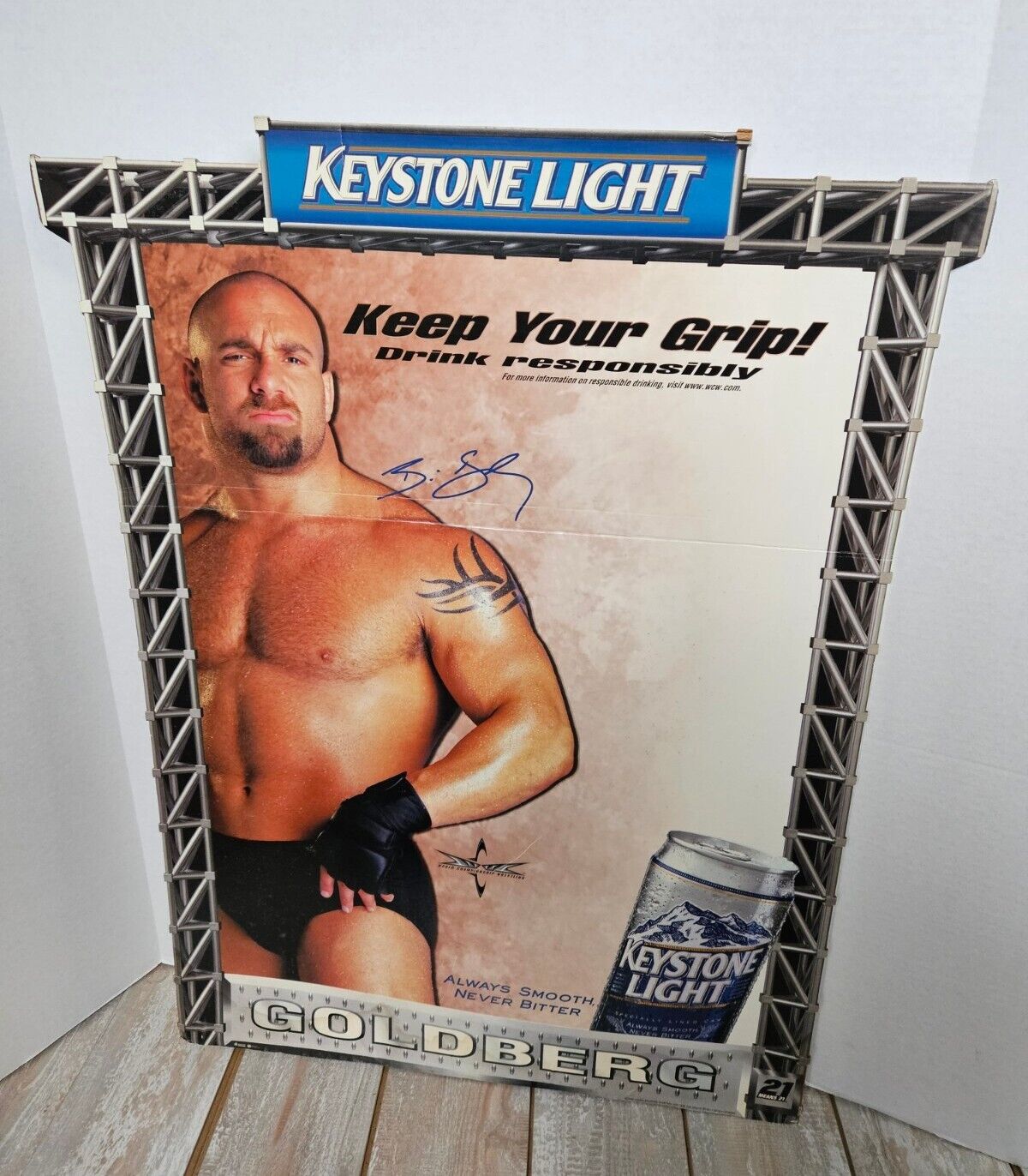Bill Goldberg Cardboard Display Keystone Light Vintage 30x21 WCW Wrestling