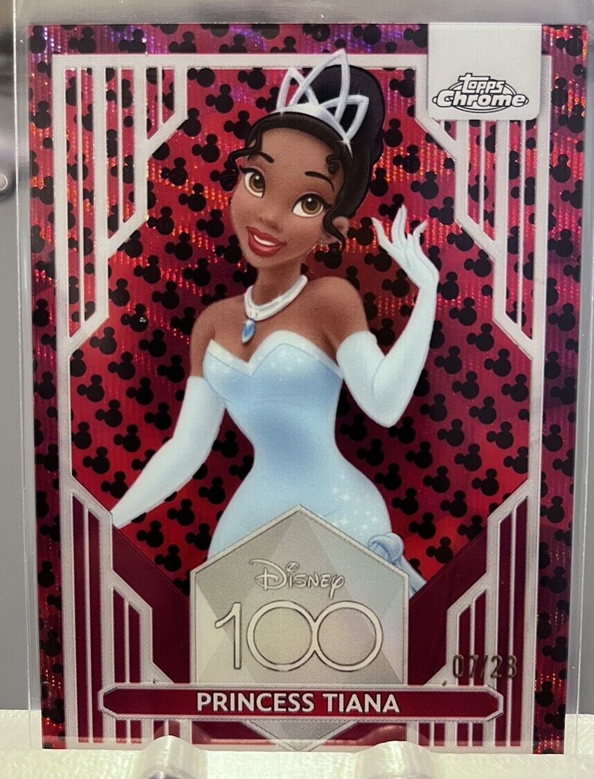 2023 Topps Chrome Disney 100 Princess Tiana Red And Black Refractor /28