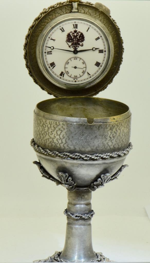 Imperial Era Easter Egg Silvered Malachite Desk Clock Jewellery Case-Rare