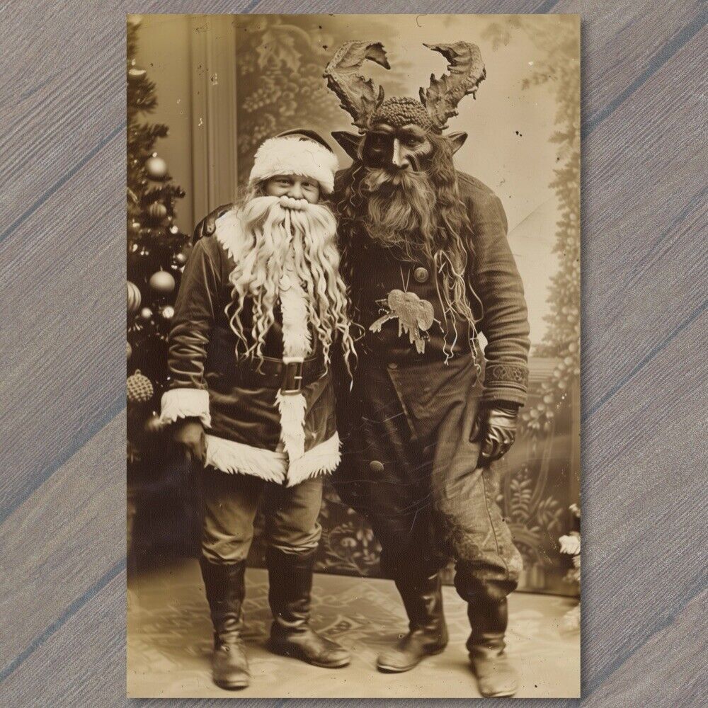 POSTCARD Krampus Evil Santa Christmas Weird Festive Scary Unusual Creepy XMAS
