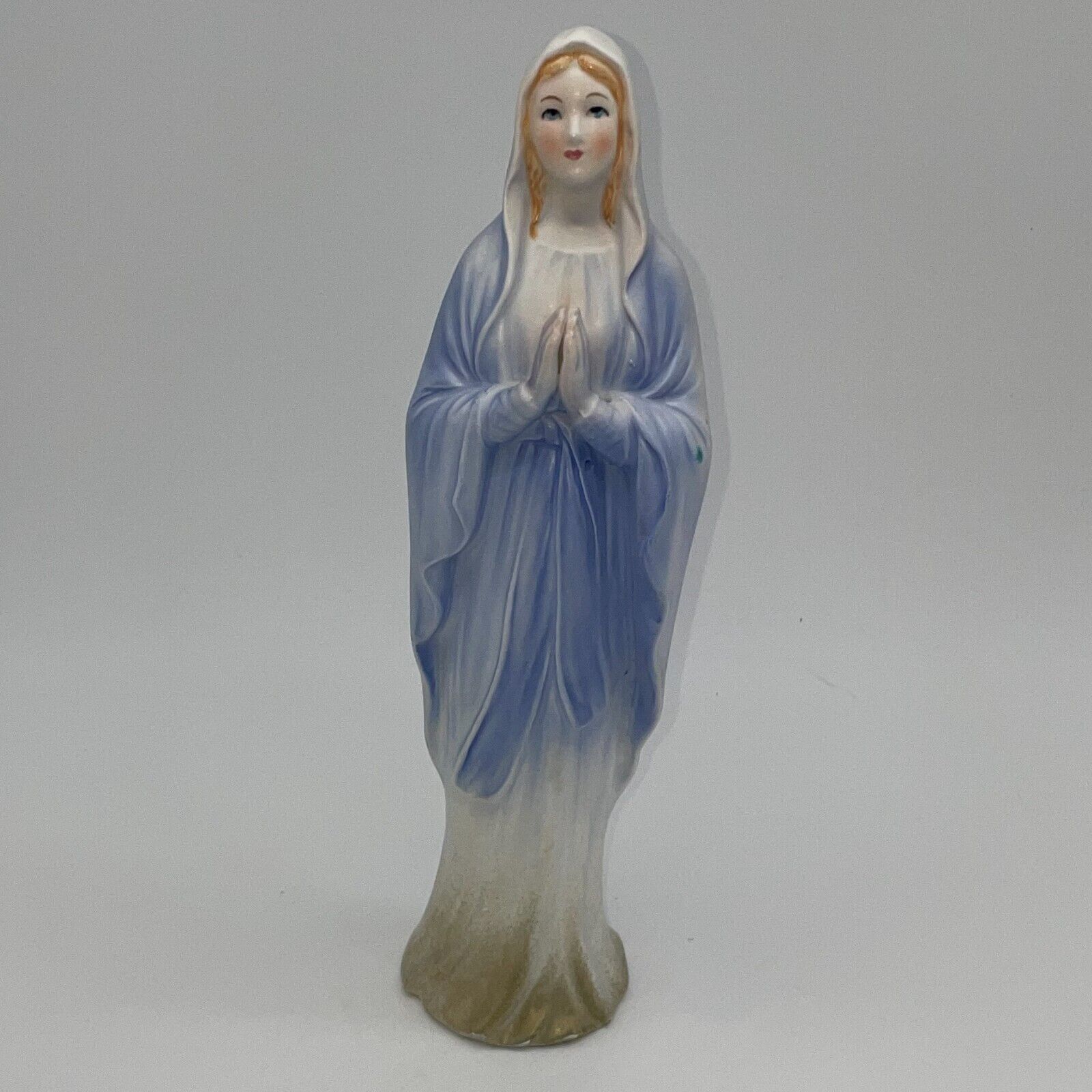 Vtg Relpo Japan Blessed Mother Virgin Mary Madonna Praying Figurine Statue Blue
