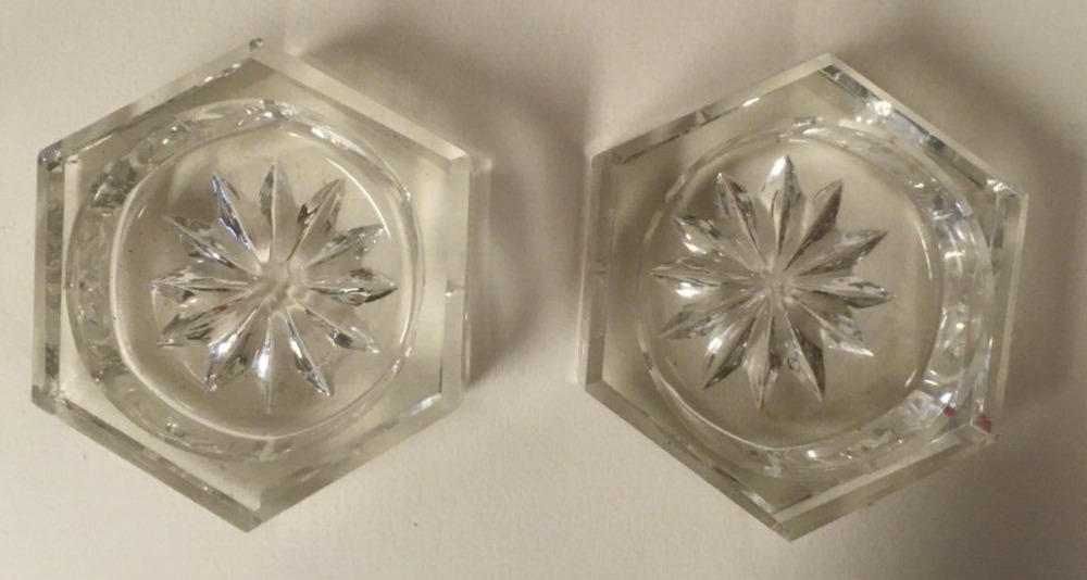 Lot of 2 Vintage Bohemia Glass Open Salt Cellars  Czechoslovakia Crystal
