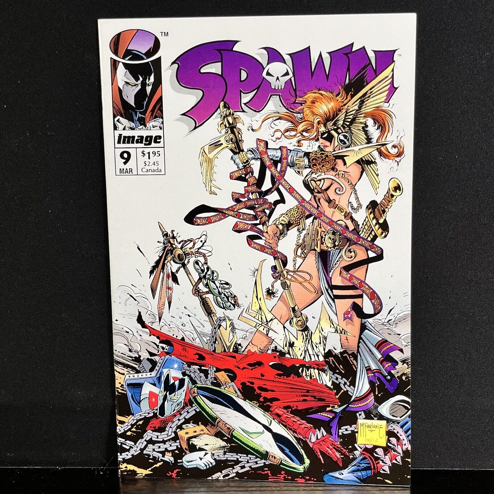 Spawn #9, Rare Newsstand, VGC White Pages, First Angela and Medieval Spawn