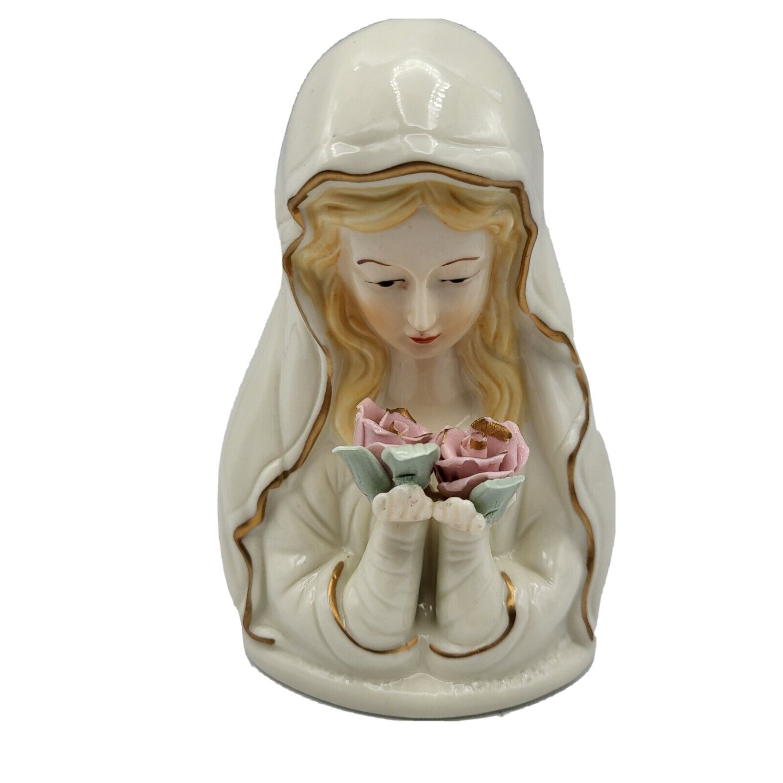 Virgin Mary Figurine with Pink Roses Autom Madonna Autom 5\