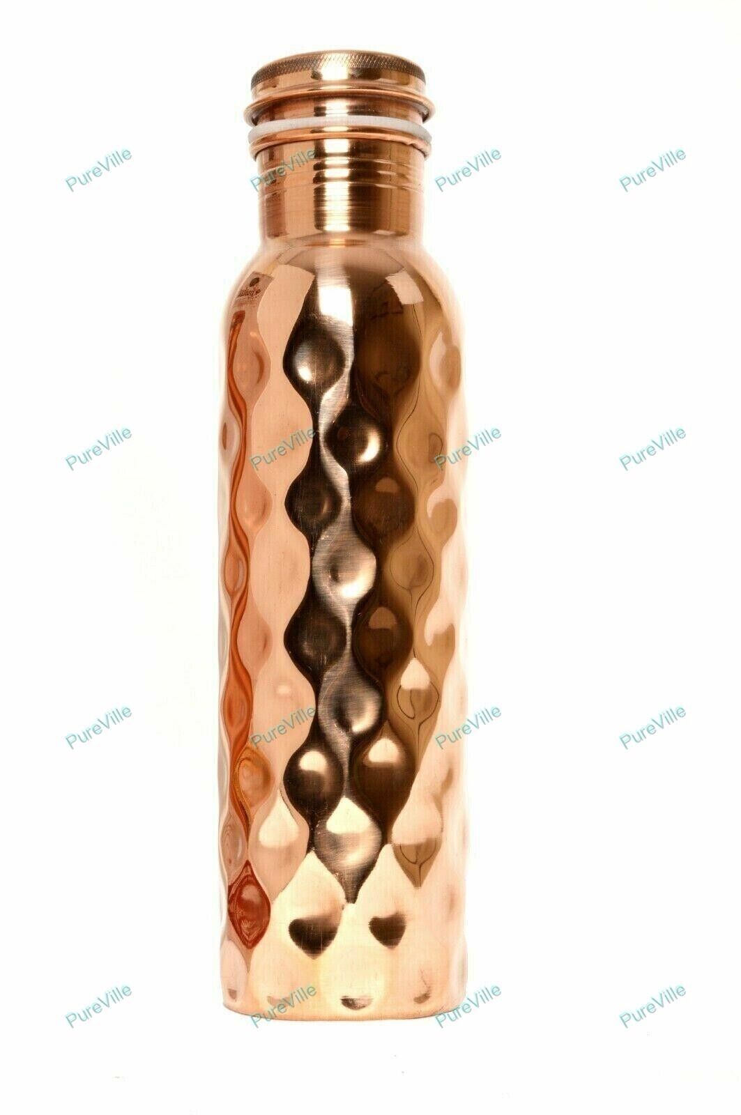 Diamond 900 ml Copper Bottle Design Joint Free Copper Water Bottle Ayurveda 30 P