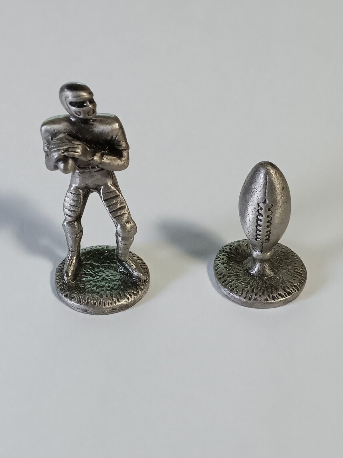 Vintage Pewter Football Player & Football Figurine Mini Figures Paper Weight