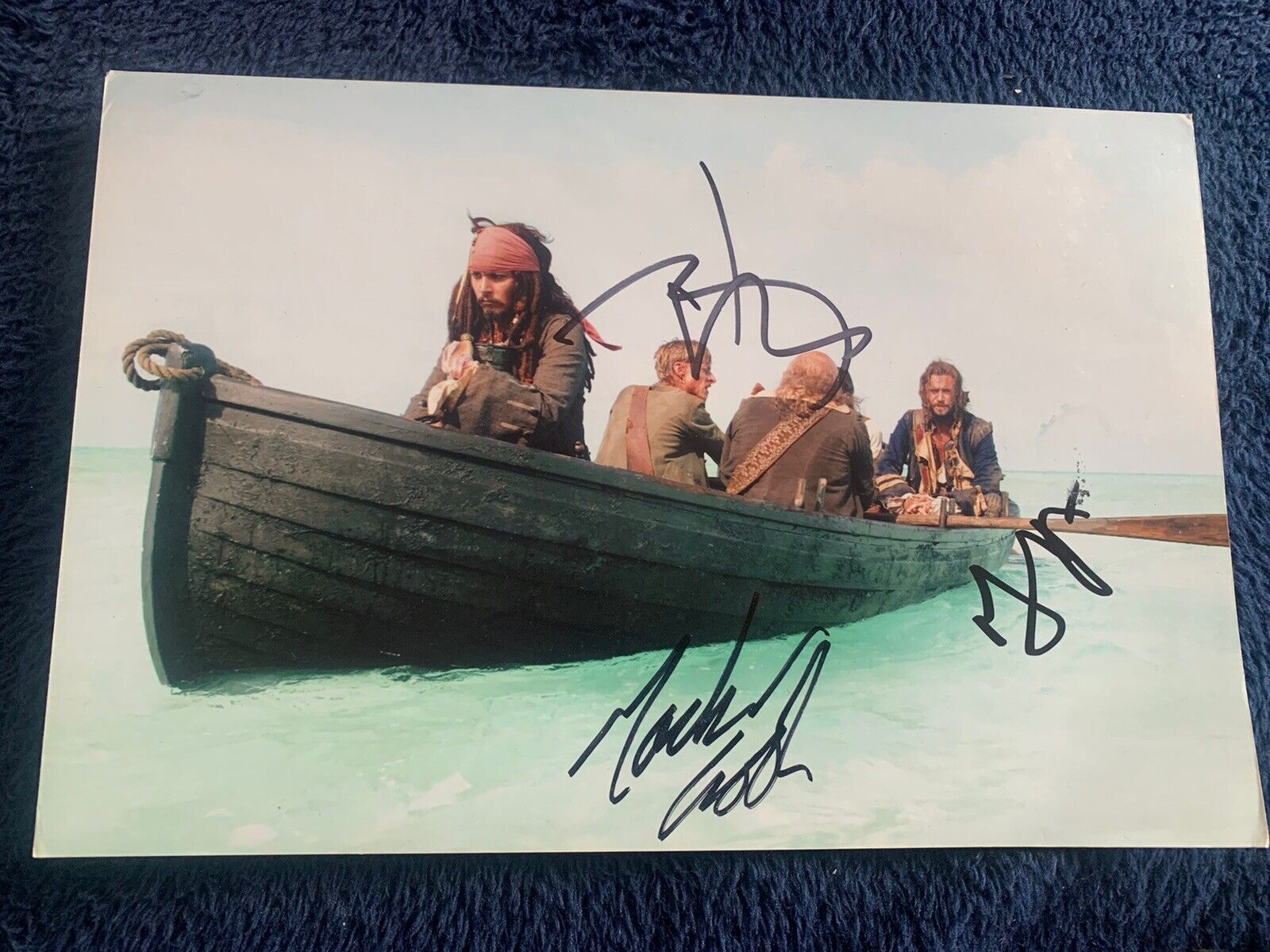 Johnny Depp, Jack Davenport & Mackenzie Crook Signed POTC 9x6 Photo