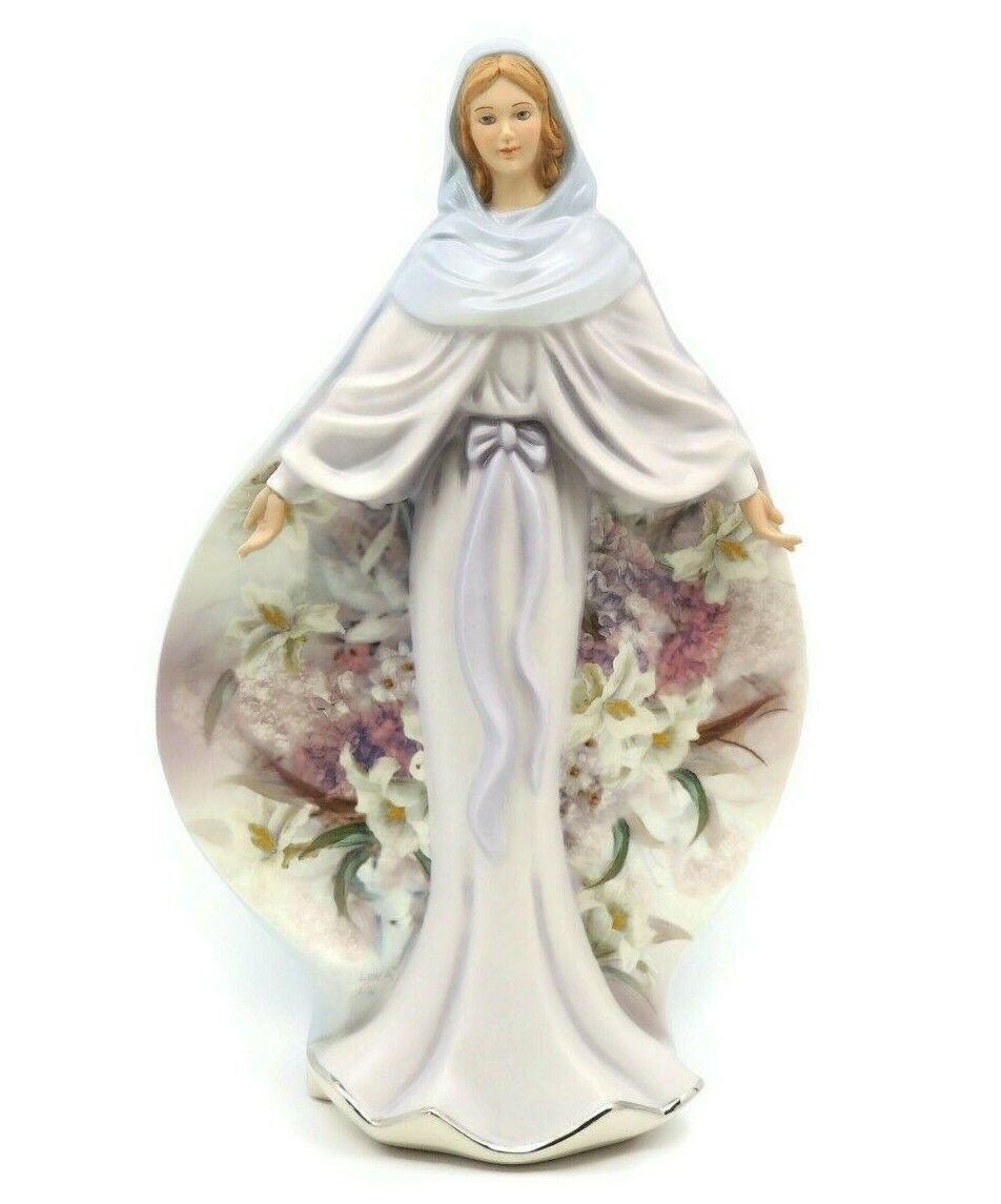 Bradford Exchange Madonna Mary Lena Liu  Blessed Virgin Our Lady Of Flowers COA