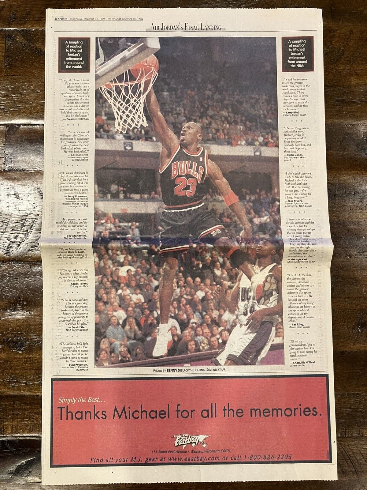 Michael Jordan - Air Jordan’s Final Landing Milwaukee Journal Sentinel 1999
