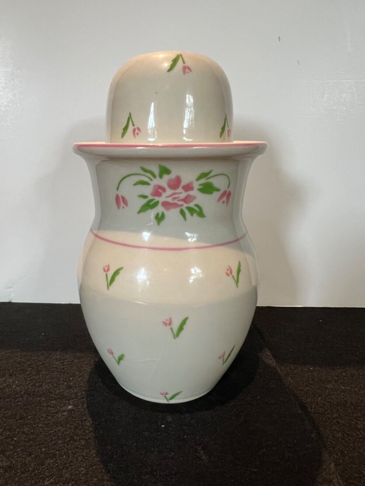 Vintage Ceramic Floral Teleflora Inc Water Bedside Carafe And Cup - Tulips
