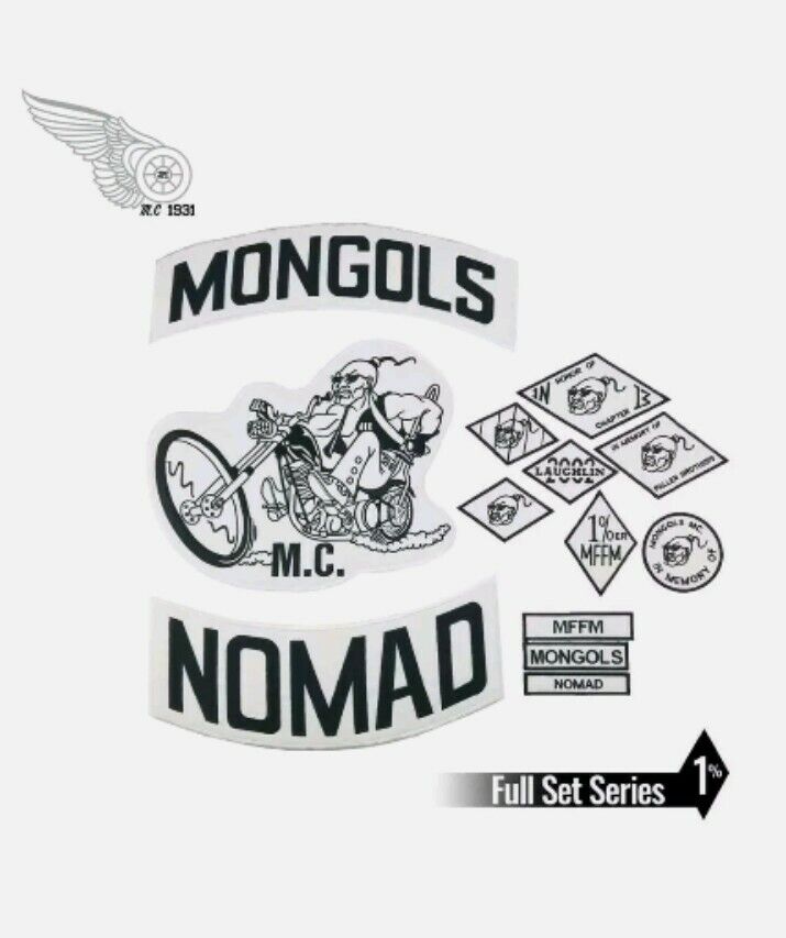 13PCS/ SET MONGOLS NOMAD Biker Vest Embroidered 1% IN Memory