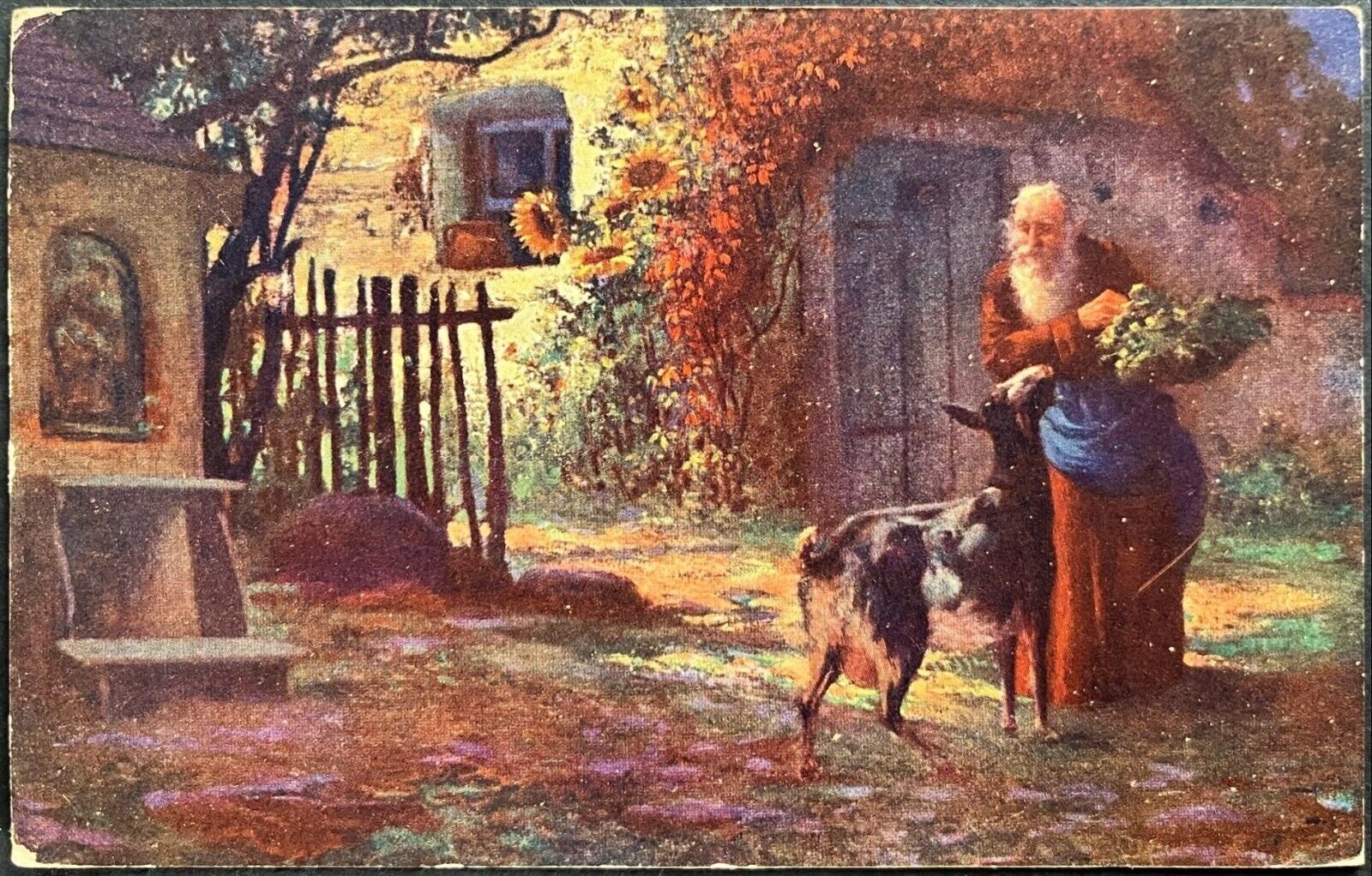 1916 Artist PC Karl Rasek man with goat painting, VKKV