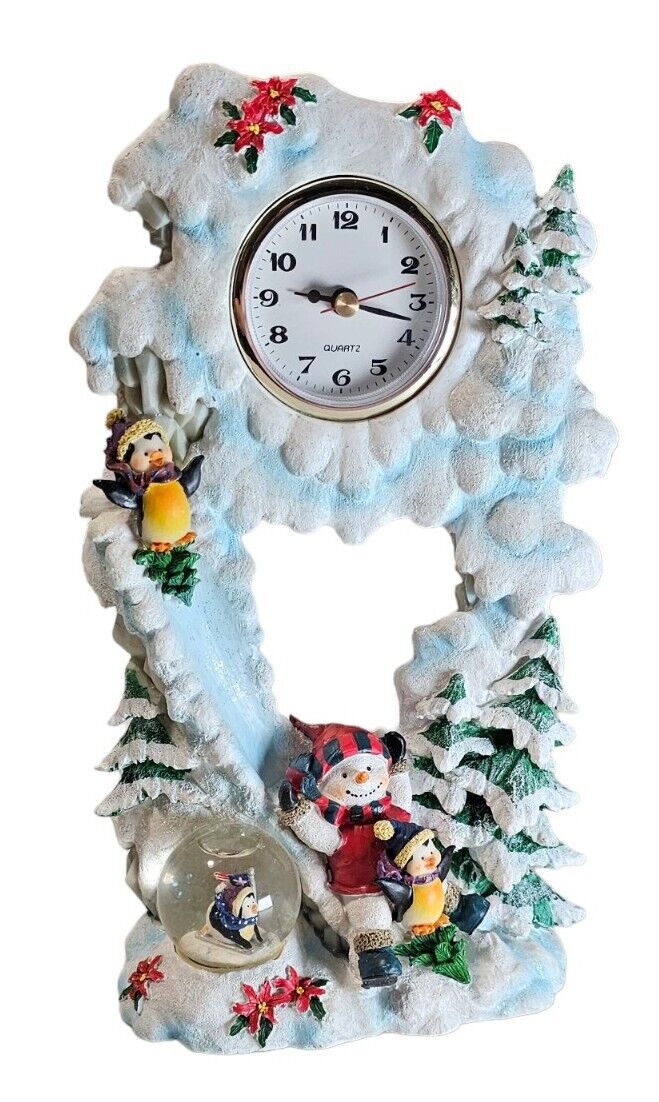 Vintage 2000 Cadona Collection Christmas Penguin Quartz Mantel Clock 78042-D