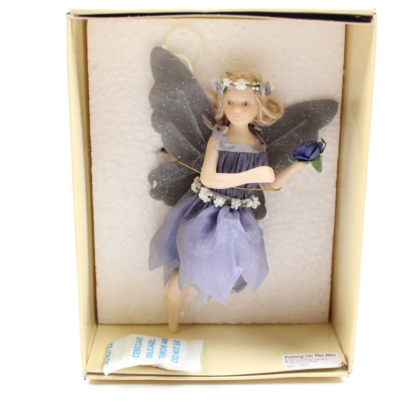 Putting on the Ritz By Popular Imports 2001 Lavender Fairy Ornament with Box