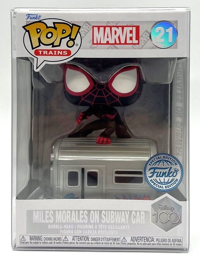 Funko Pop D100 Spider-Man Miles Morales on Subway Car #21 SE with Protector
