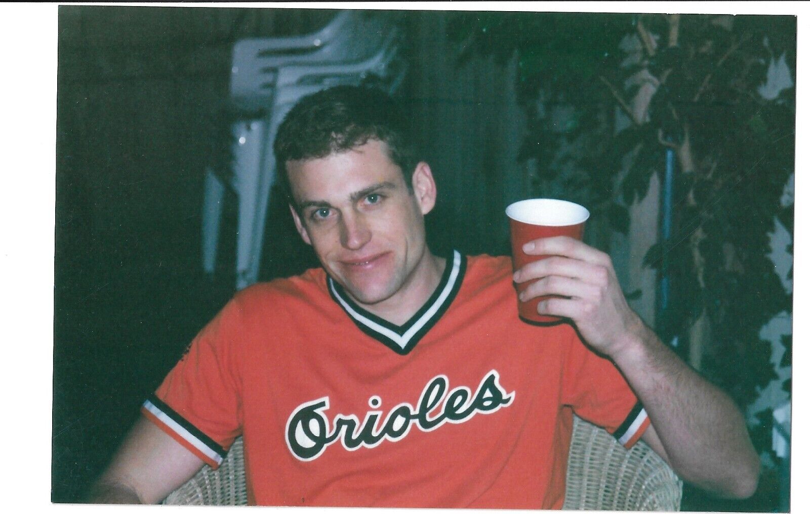 Hot Jock Man in Orioles Shirt Frat Boy Red Solo Cup 1990s Photo
