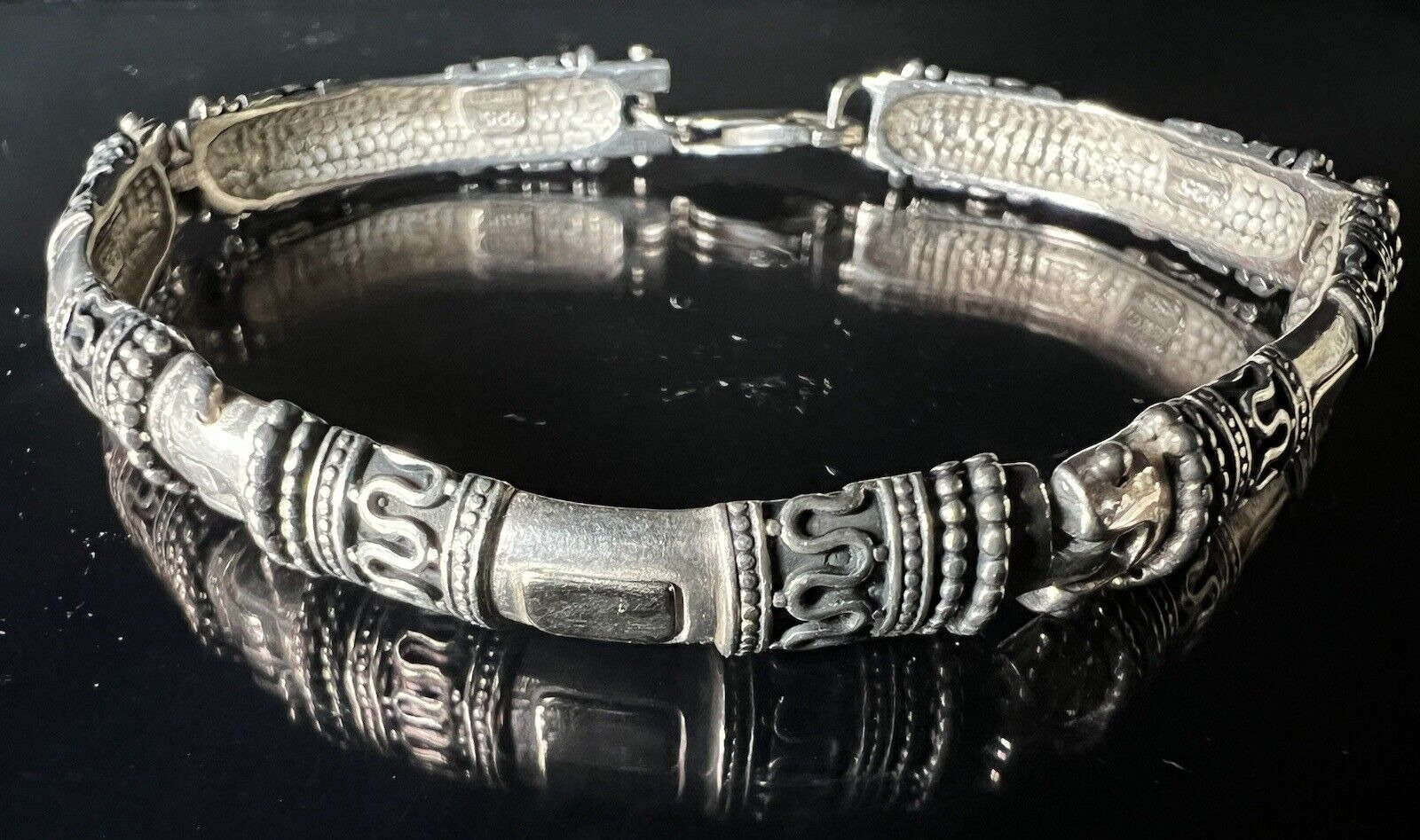 25g VTG Sterling Byzantine Etruscan Filigree Link Bracelet~Unidentified Hallmark
