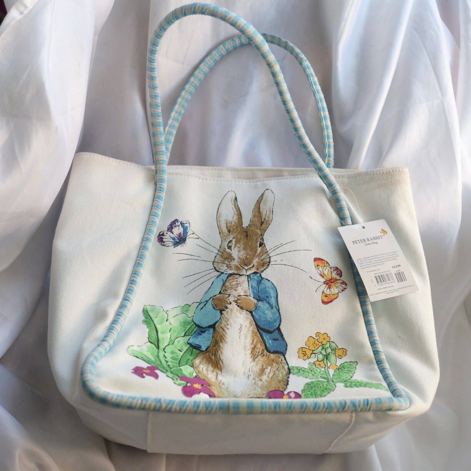 NEW Vintage Beatrix Potter PETER RABBIT  Tote Bag Easter Gingham Handles TAGS