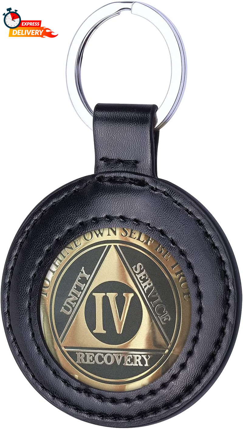 PU Leather Coin Holder Keychain for AA Medallion, Standard Challenge