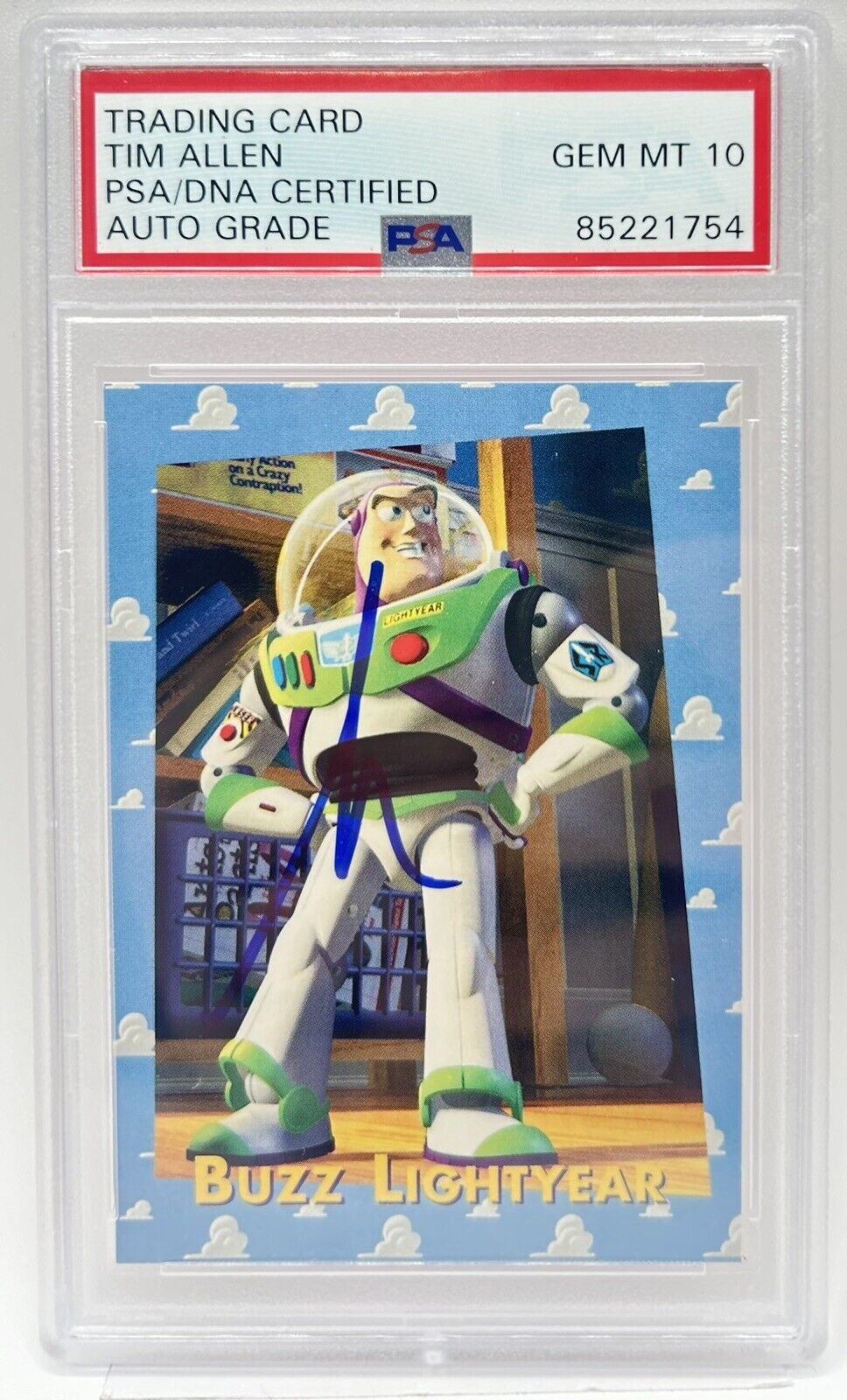 Tim Allen Signed 1995 Skybox Toy Story Buzz Lightyear #32 Card PSA/DNA 10 Auto