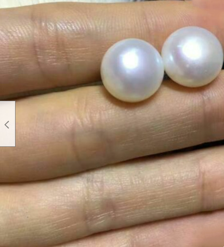 Pair of Natural 9-10mm Bread Akoya White Cultured Loose Pearl Half Drilled