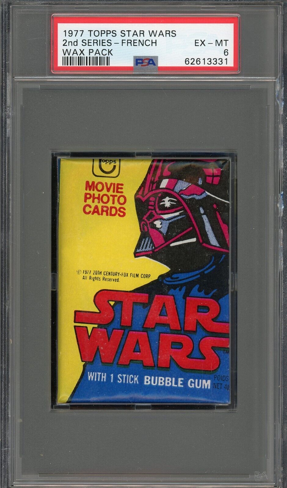 1977 Topps Star Wars Pack 2nd Series French Wrapper TOUGH PSA 6 