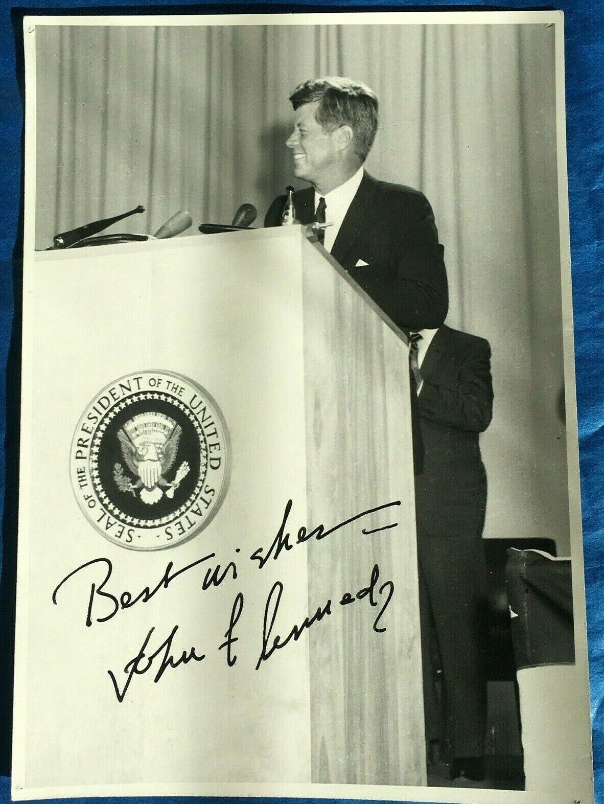 1963 John F Kennedy Photo 8x6 JFK Best Wishes Laramie Wyoming No COA Message