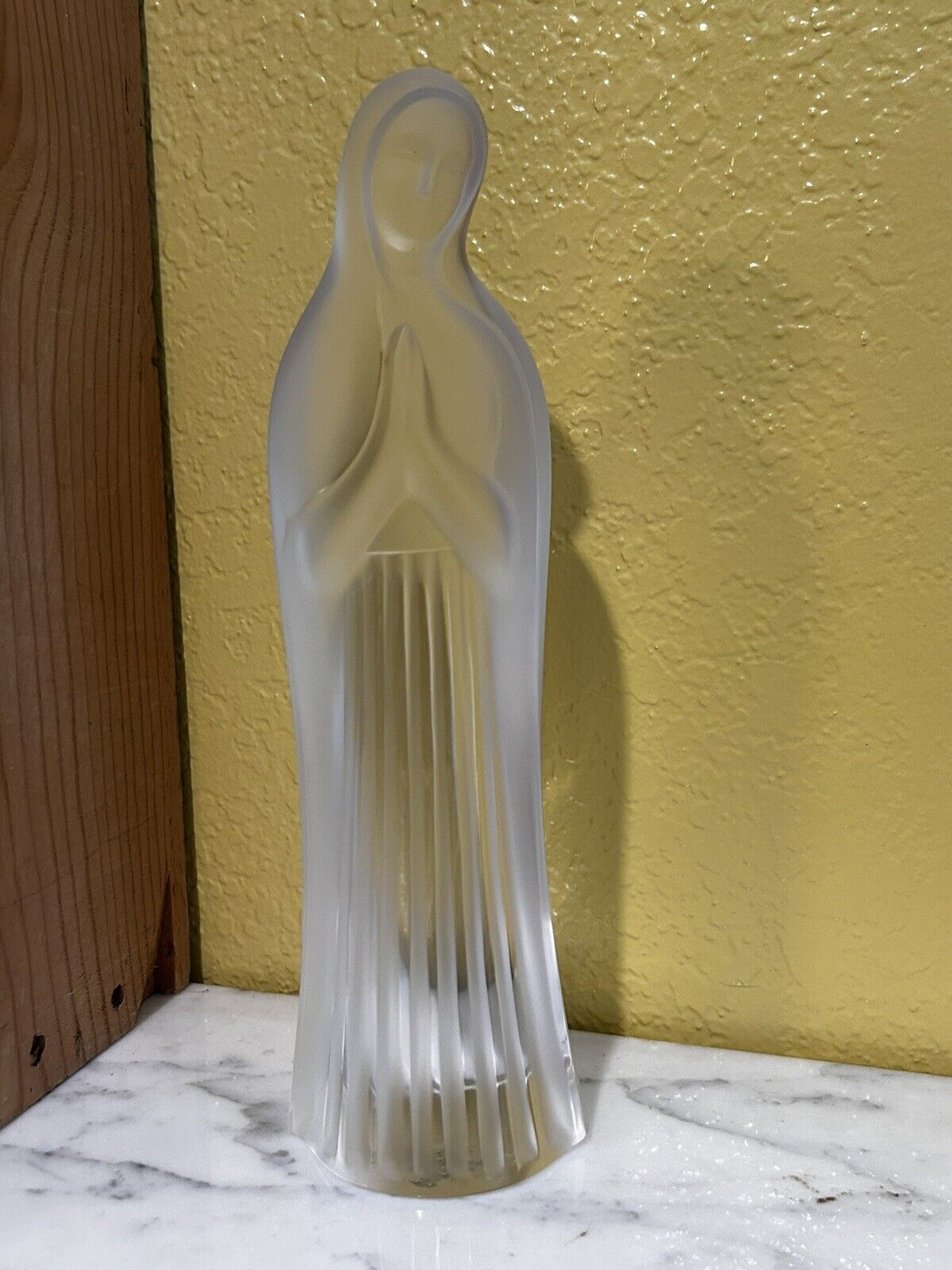 Lalique Crystal Vintage 10” Madonna Virgin Mary Figurine, Signed, Excellent Cond