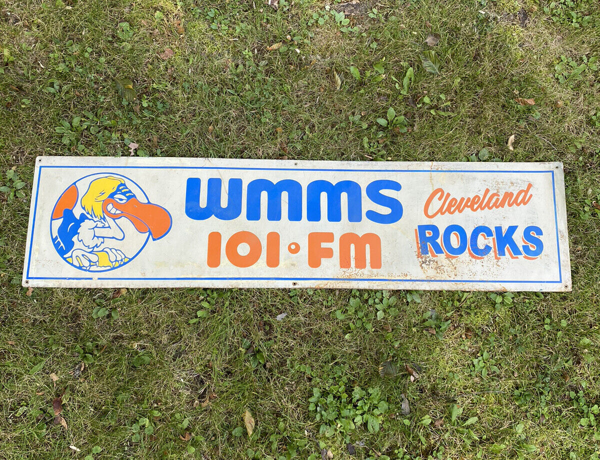 Vintage Original 1970s 80s WMMS 101 Cleveland ROCKS Radio Station Metal Sign