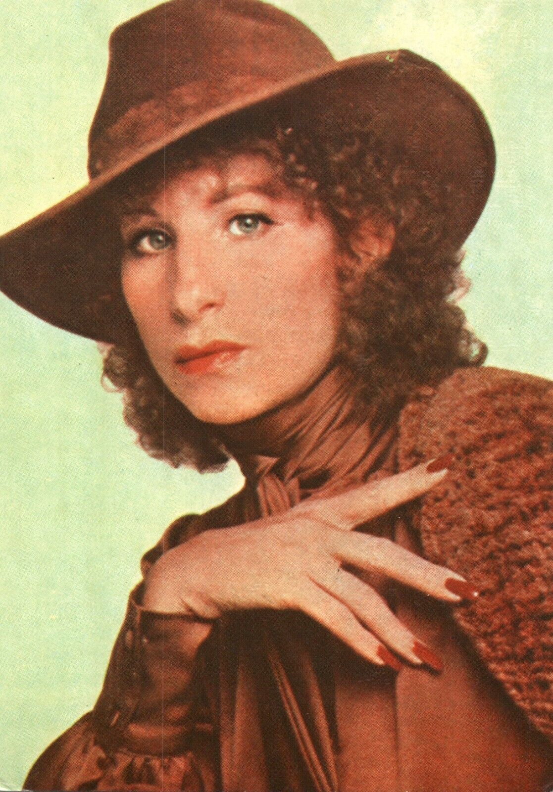 Barbra Streisand Posed in a Hat Romanian Vintage Postcard