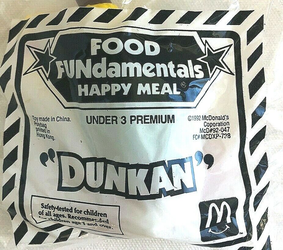 McDonald’s Food Fundamentals, “Dunkan” 1992 UNDER 3 Toy - FACTORY SEALED- MINT