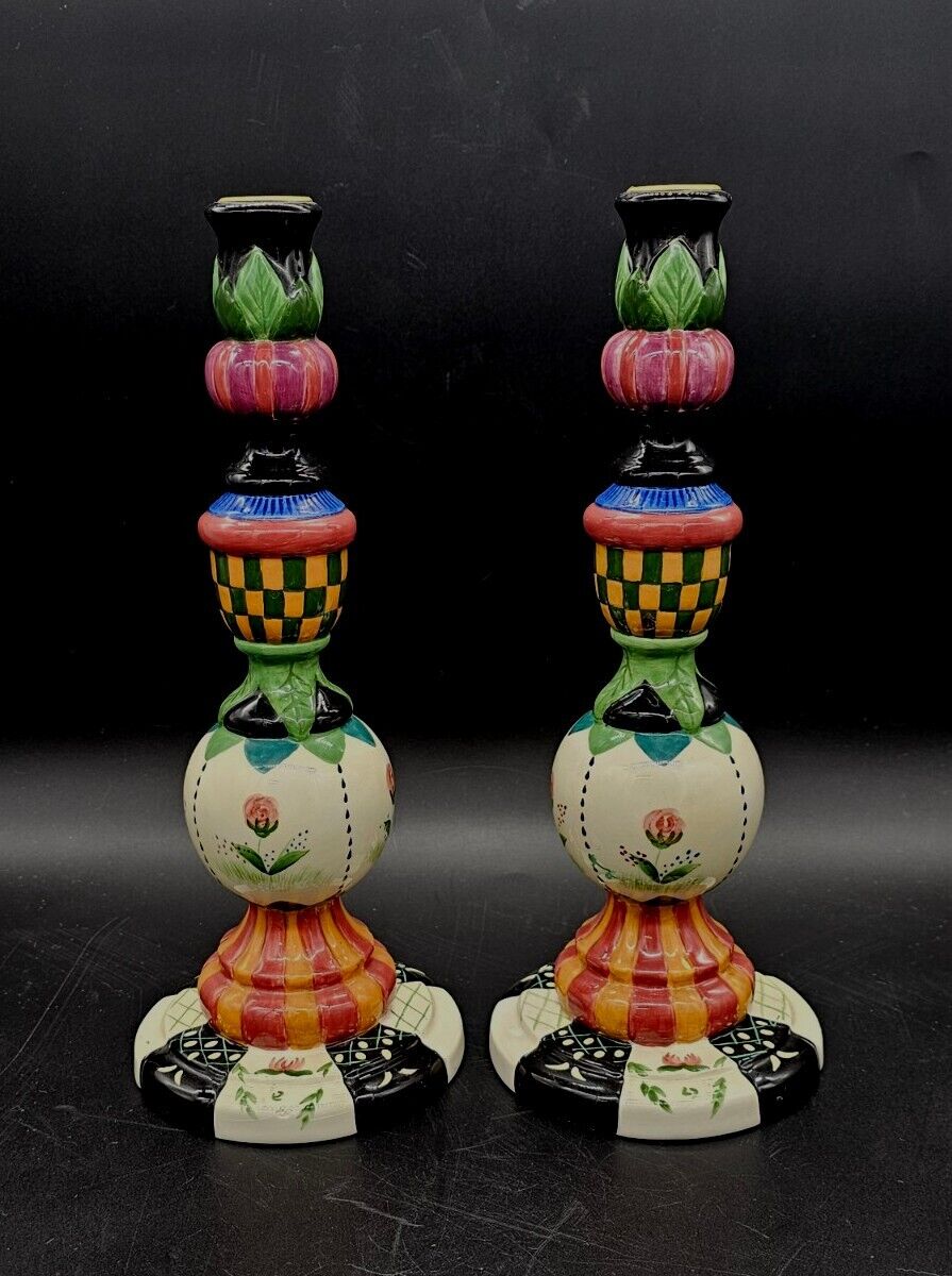 1998 HOUSE of HATTEN Peggy Fairfax Herrick Whimsical Candlestick Holders 12½\