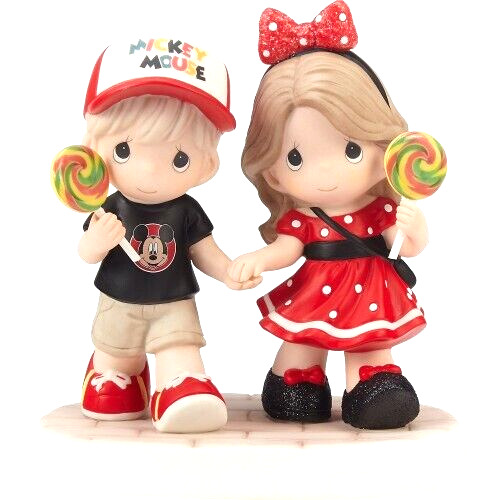 ღ New PRECIOUS MOMENTS DISNEY Figurine MICKEY MINNIE FAN Boy Girl Lollipop Candy