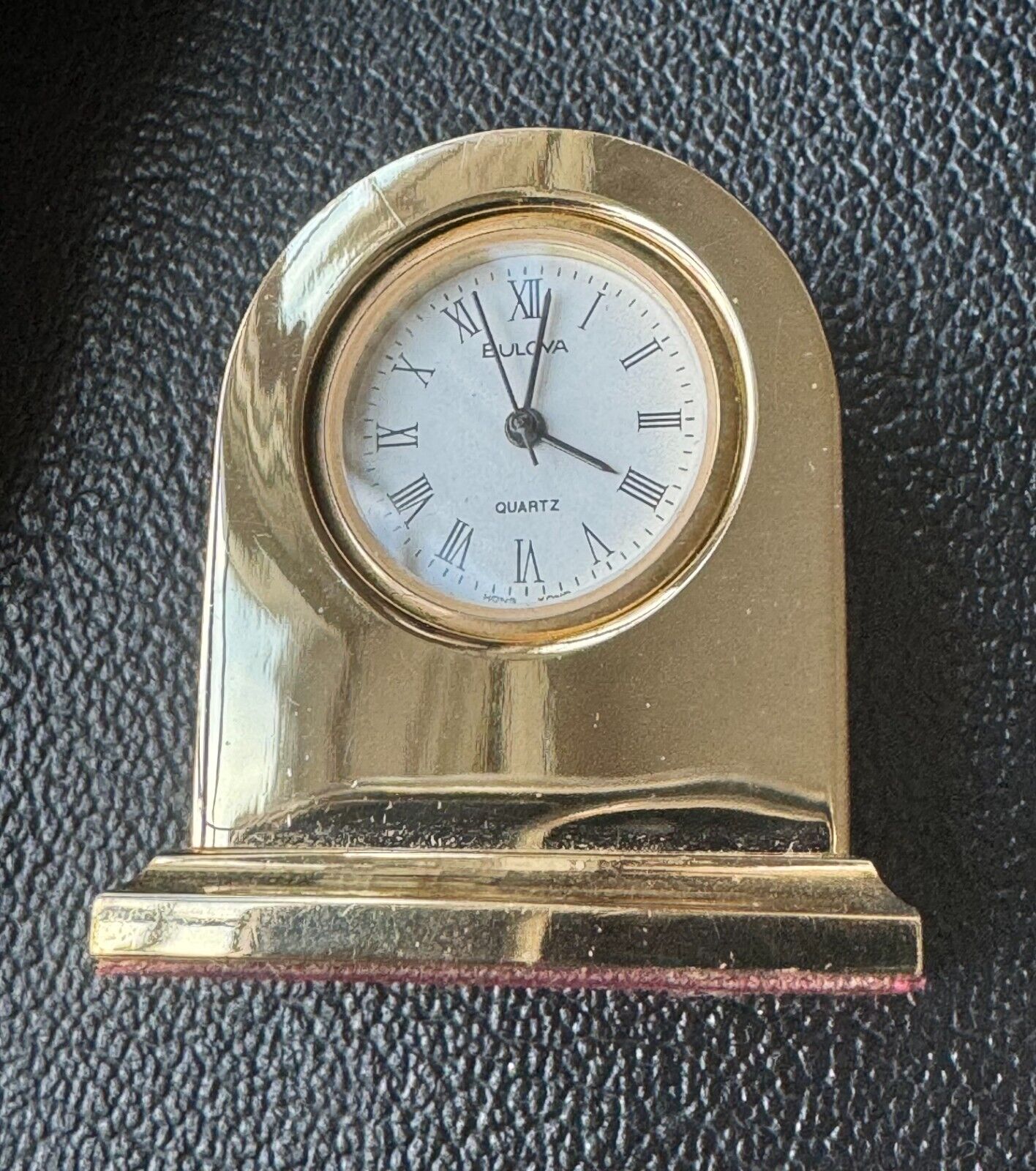 Bulova Miniature Mantel Clock Brass Arch Model B0504 Needs Battery