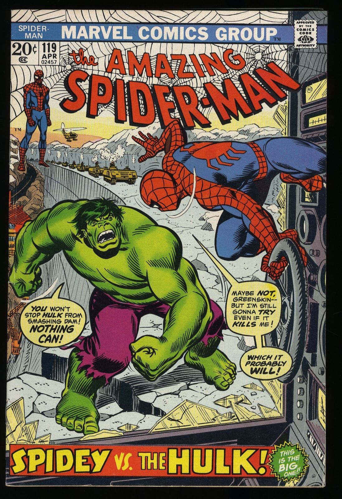 Amazing Spider-Man #119 FN+ 6.5 Spider-Man Vs Incredible Hulk Marvel 1973