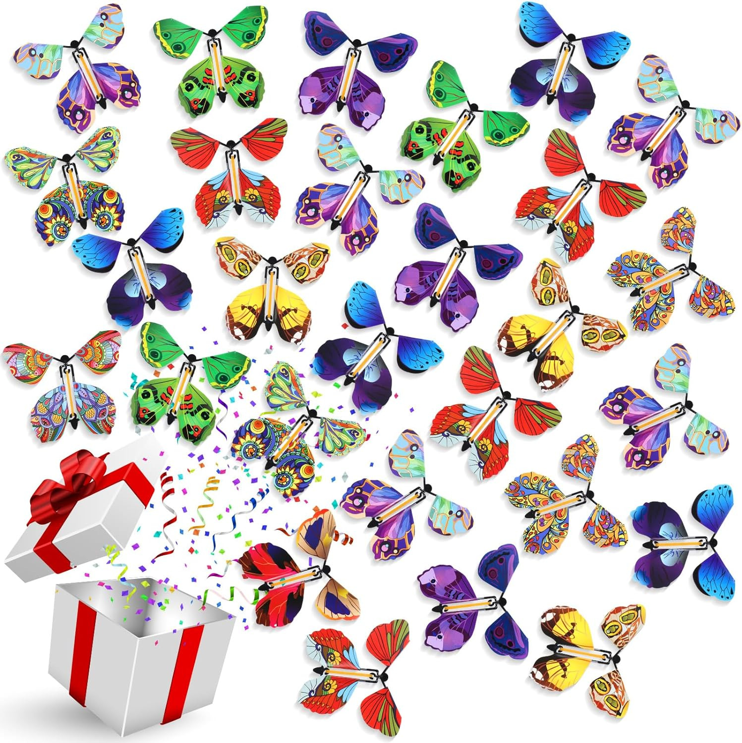 100 Pcs Magic Flying Butterfly Wind up Butterfly Paper Butterflies That Fly Rubb