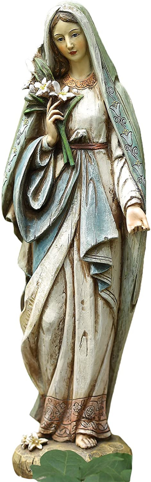 Blessed Virgin Mary Mother Madonna Lilies Garden Statue