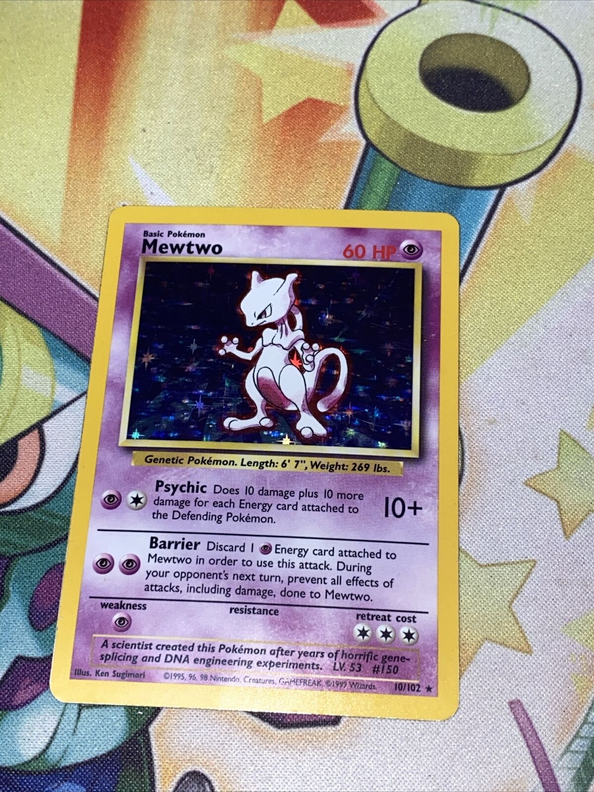Pokemon Card Mewtwo 10/102 Holo Rare Base Set WOTC Played