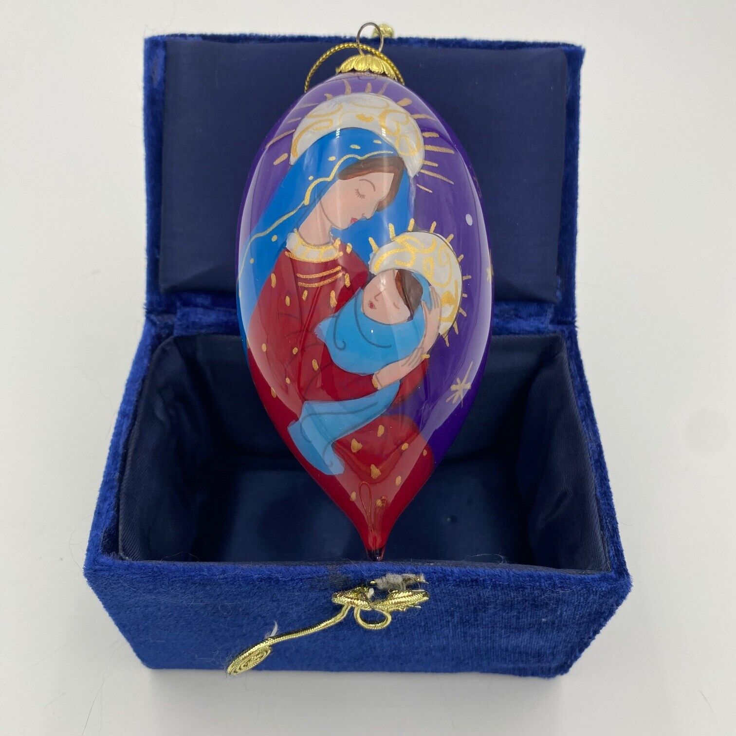 Pier 1 Li Bien Madonna w/ Child Christmas Tear Drop Ornament Hand Painted 2012