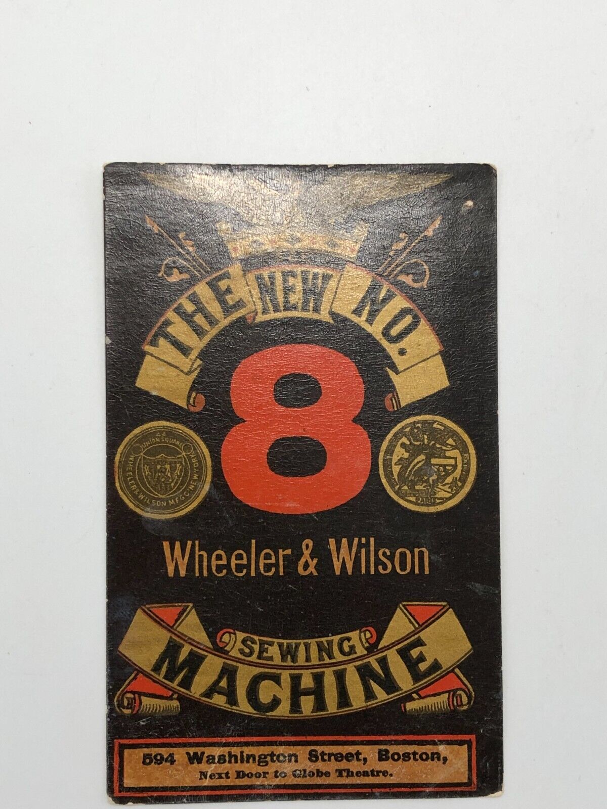 Rare 1870\'s-1880\'\'s Wheeler & Wilson Trade Card -The New No 8 Sewing Machine