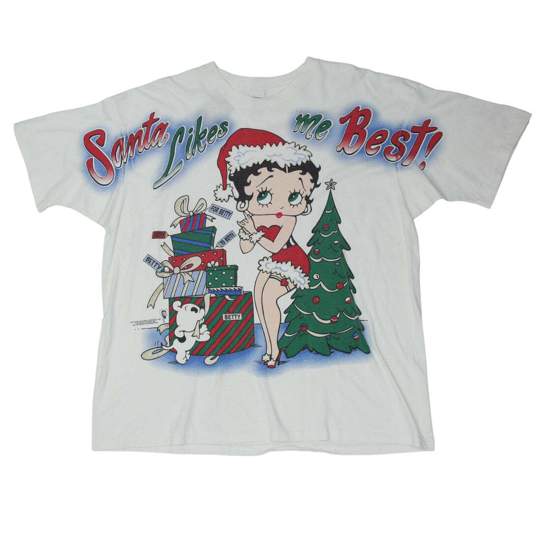 1997 Vintage Betty Boop Santa T-Shirt S.Stitch Made in USA Freeze