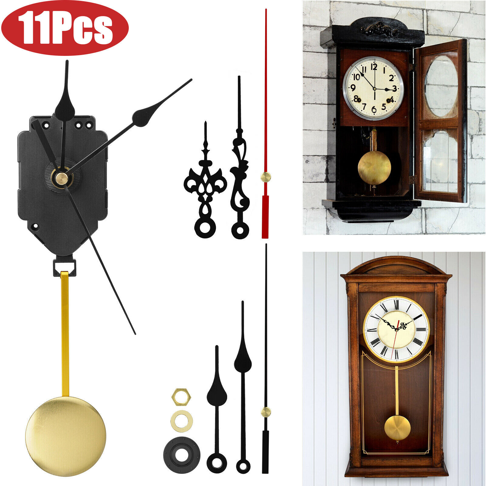 DIY Quartz Wall Clock Pendulum Swing Movement Mechanism Kit Chime Repair Parts 