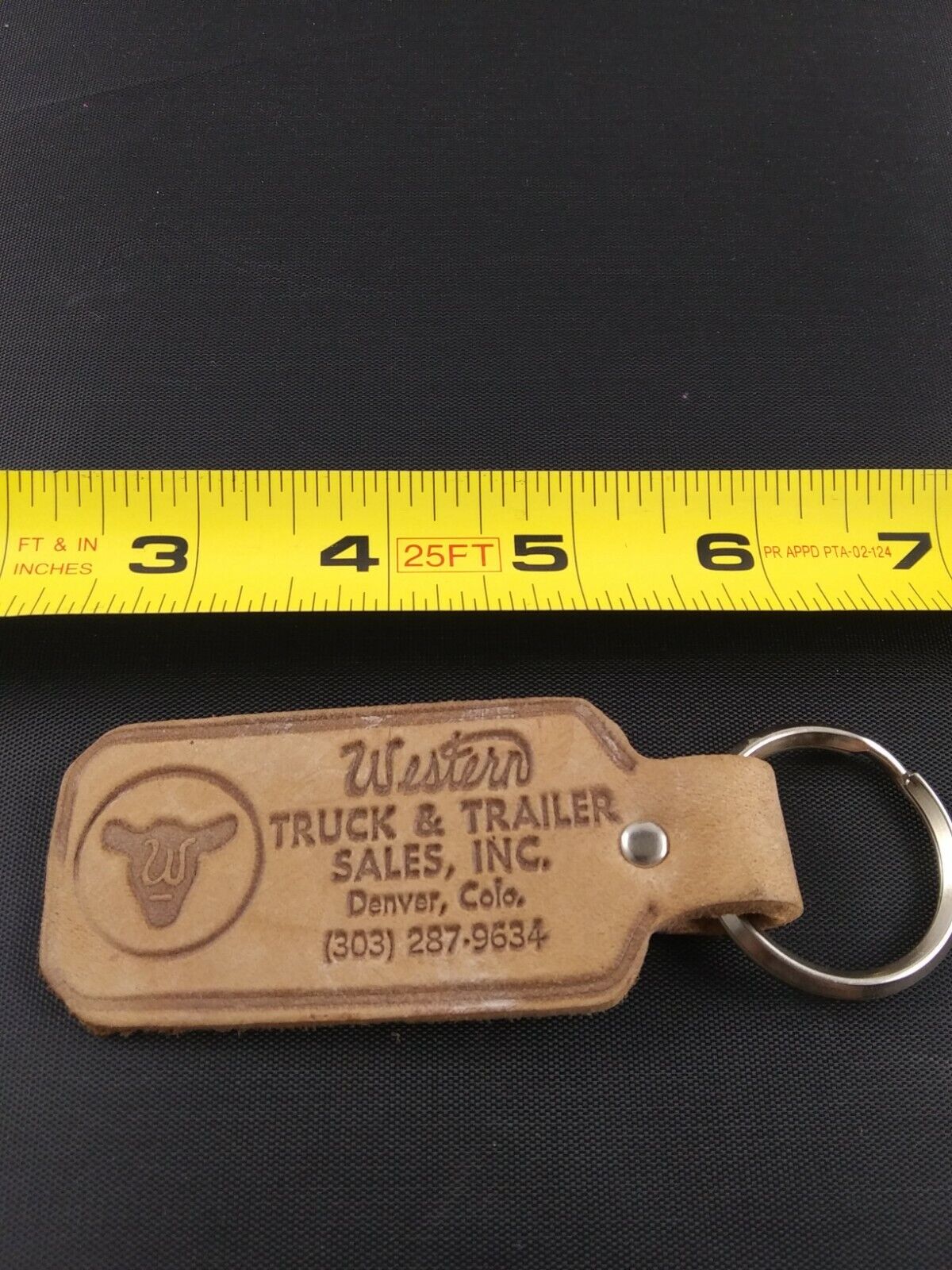 Vintage WESTERN TRUCK TRAILER SALES Colorado Advertising Keychain Ring Fob *EE75