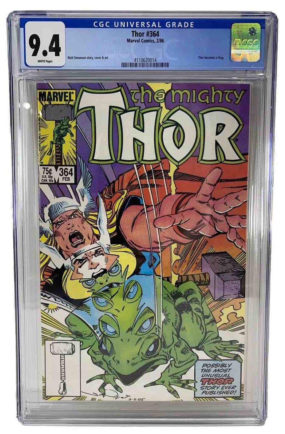 Mighty Thor #364 CGC 9.4 Thor Becomes a Frog Copper Age 1986 Walt Simpson Marvel