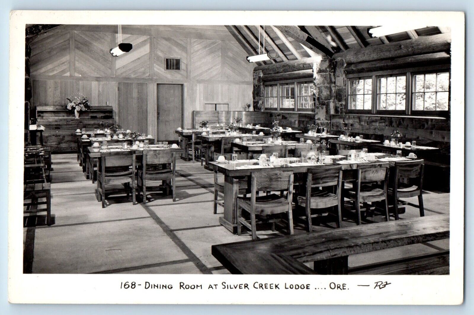 Oregon OR Postcard RPPC Photo Dining Room At Silver Crk Lodge c1940\'s Vintage