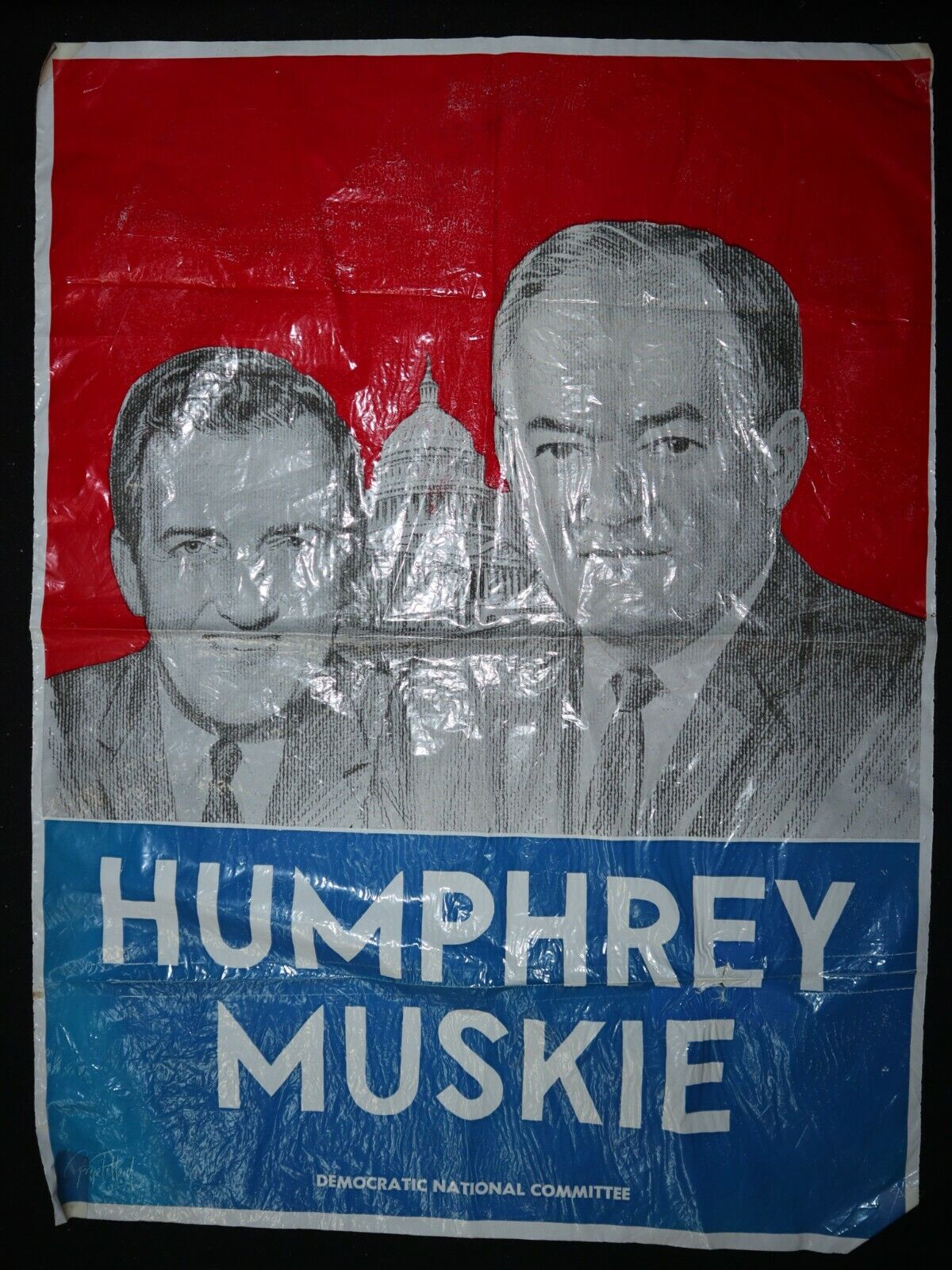Hubert Humphrey & Edmund Muskie original 1968 Pres.Plastic Poster~ 24\